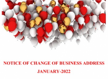 NOTICE OF CHANGE OF BUSINESS ADDRESS